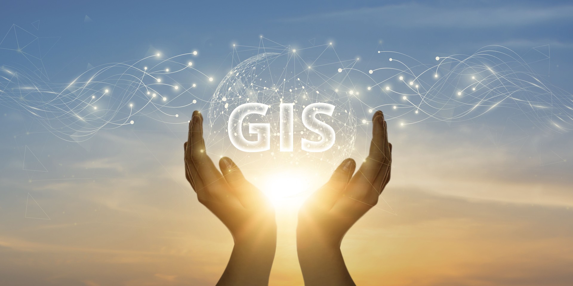 GIS: Man Holding Global Network and Connecting Data of Geographic Information Systems with Business on the Internet, Spatial Analysis, Location-based Insights